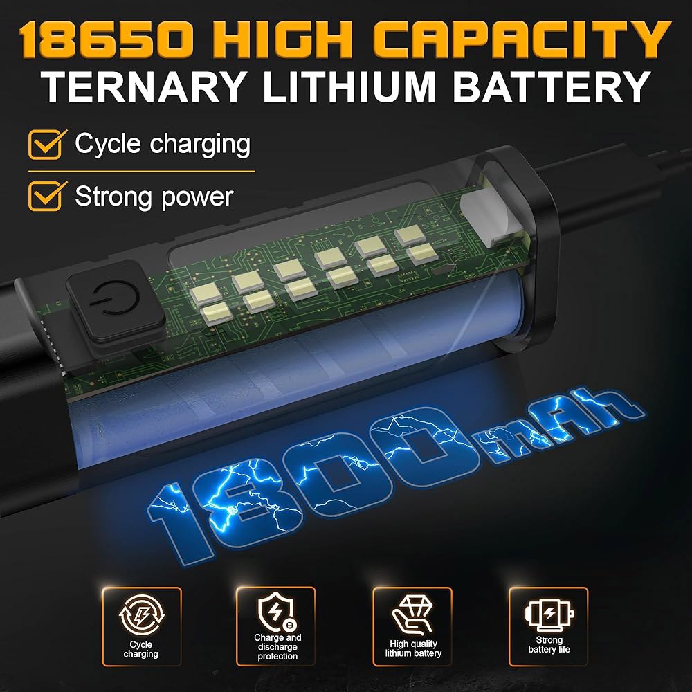 레드 빔과 화이트 LED 콤보가 장착된 OUDEW 충전식 EDC 손전등, 900루멘 휴대용 포켓 라이트, USB-C 충전, IPX4, 야외 비상 작업용 트리플 소스(블랙) - 상세 이미지 3