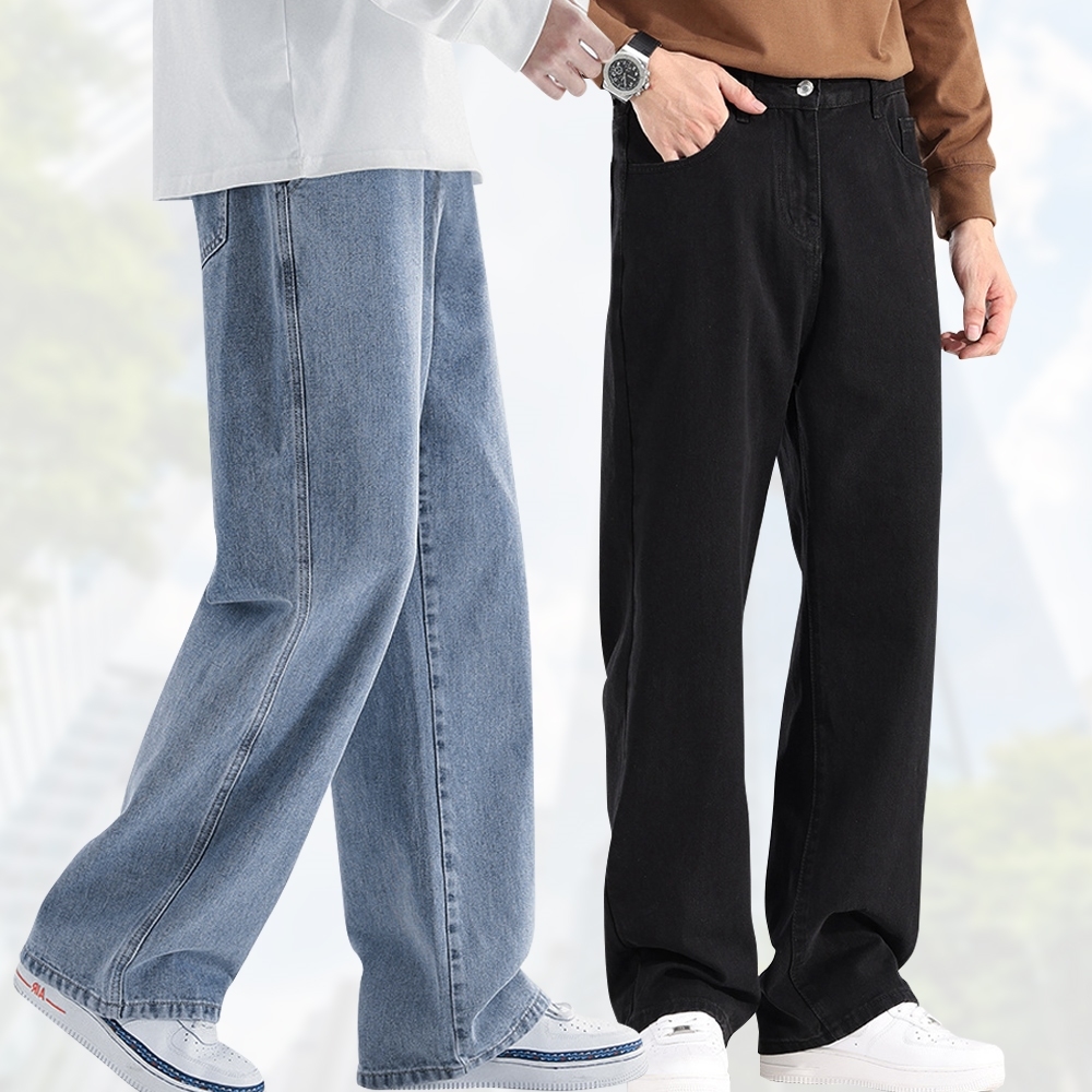 세미 와이드 팬츠 데님 남성 청 바지 - 상품 이미지