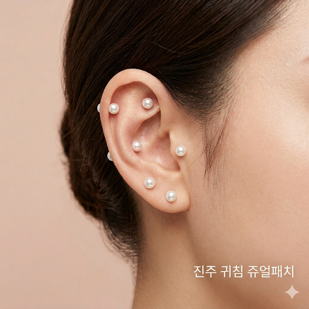 레프티메종 진주 귀지압패치 이혈 기석 테라피 쥬얼리 귀침 붓기 관리 20매 - 상품 이미지
