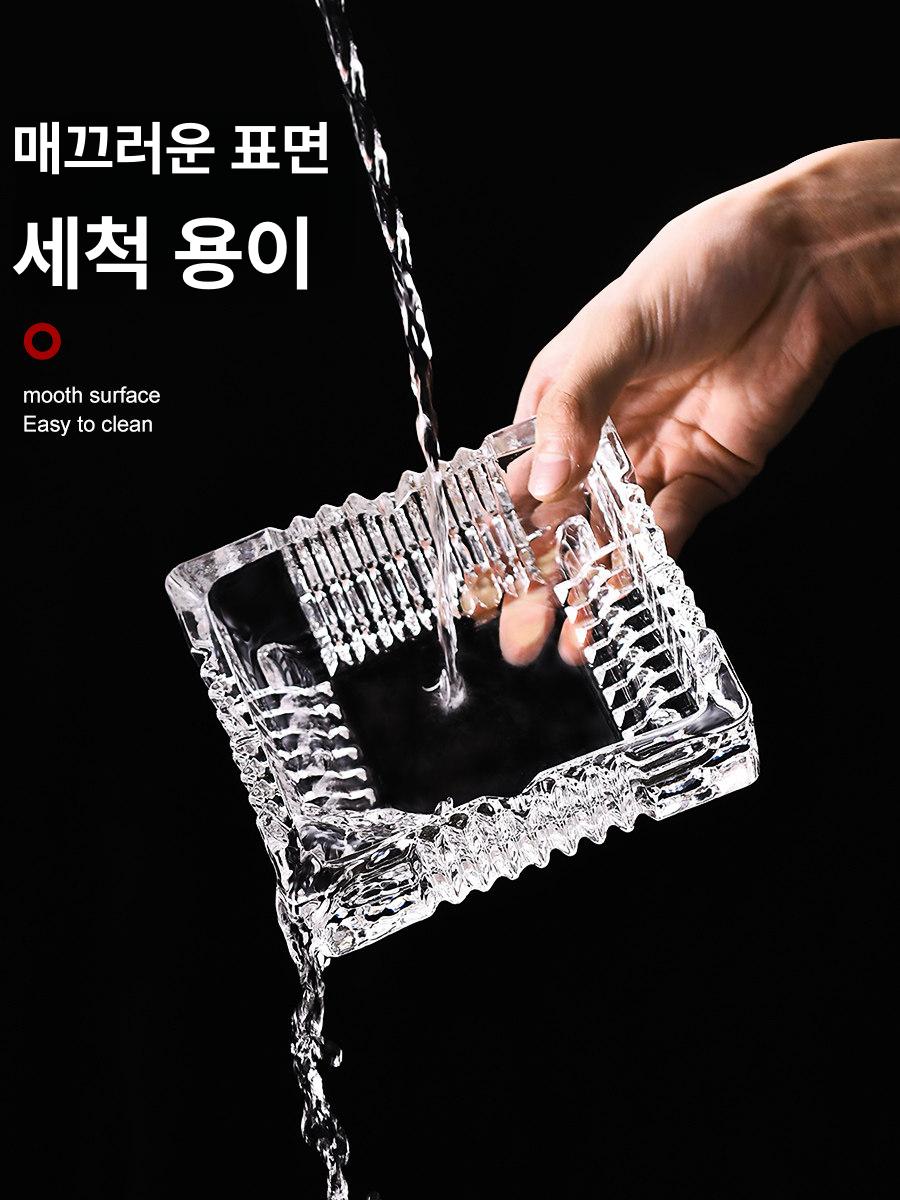 유리재떨이 거실 재털이 12cm 투명 스퀘어 사각 낙하 투명 10cm 해머드 특별 할인 - 상세 이미지 4