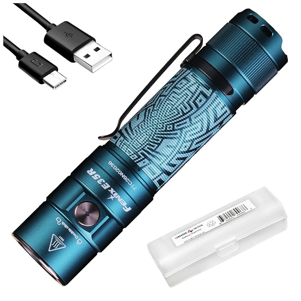 Fenix E35R EDC 손전등, 3100루멘 USB-C 충전식 고루멘 성능 손전등(메이즈 패턴 네이비 블루) Black - 상품 이미지