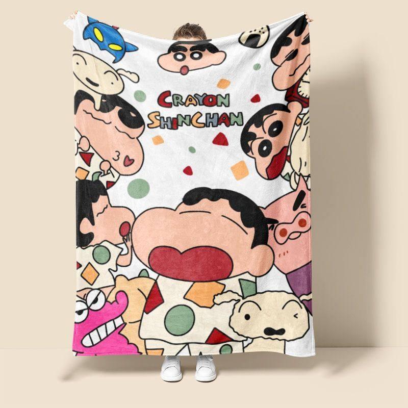 짱구 플란넬 담요 여름 에어컨 무릎담요 보풀없는 소파 침실 야외 사무실 캠핑 크레용 신짱 (베이지화이트) 60x100cm - 상세 이미지 2