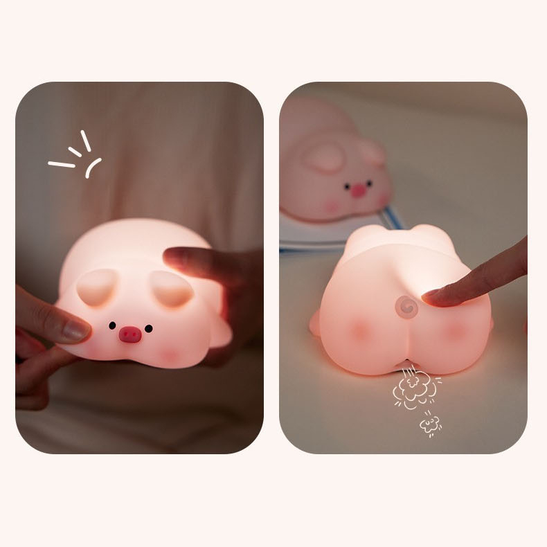 말랑말랑 실리콘 LED무드등 밝기조절 무선 터치 수면등 수유등 침대 침실 핑크돼지 이미지 8