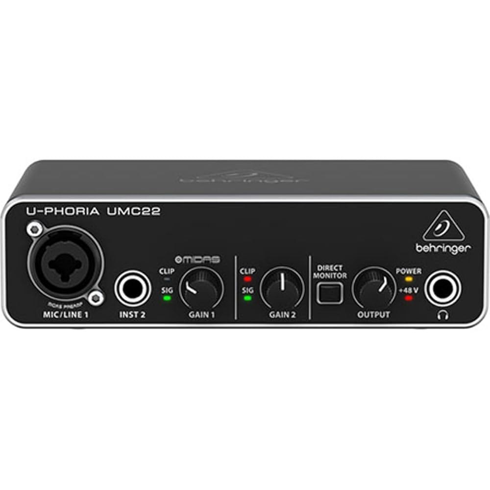 Behringer UMC22 오디오 파일 2x2, 48kHz USB 인터페이스, Midas Mic 프리앰프 | 마이크 및 악기 녹음용 - 상세 이미지 3
