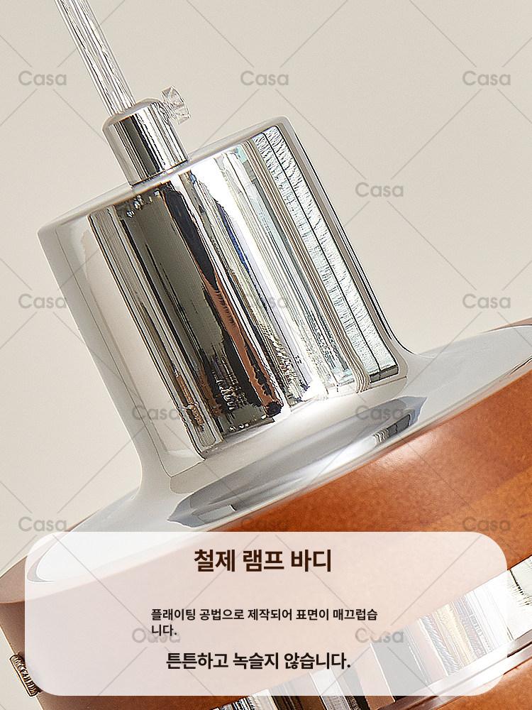 레트로 빈티지 호두나무 원통형 2단 메탈 천장 조명 팬던트램프 카페 인테리어 주방 식탁등 웜라이트 - 상세 이미지 4