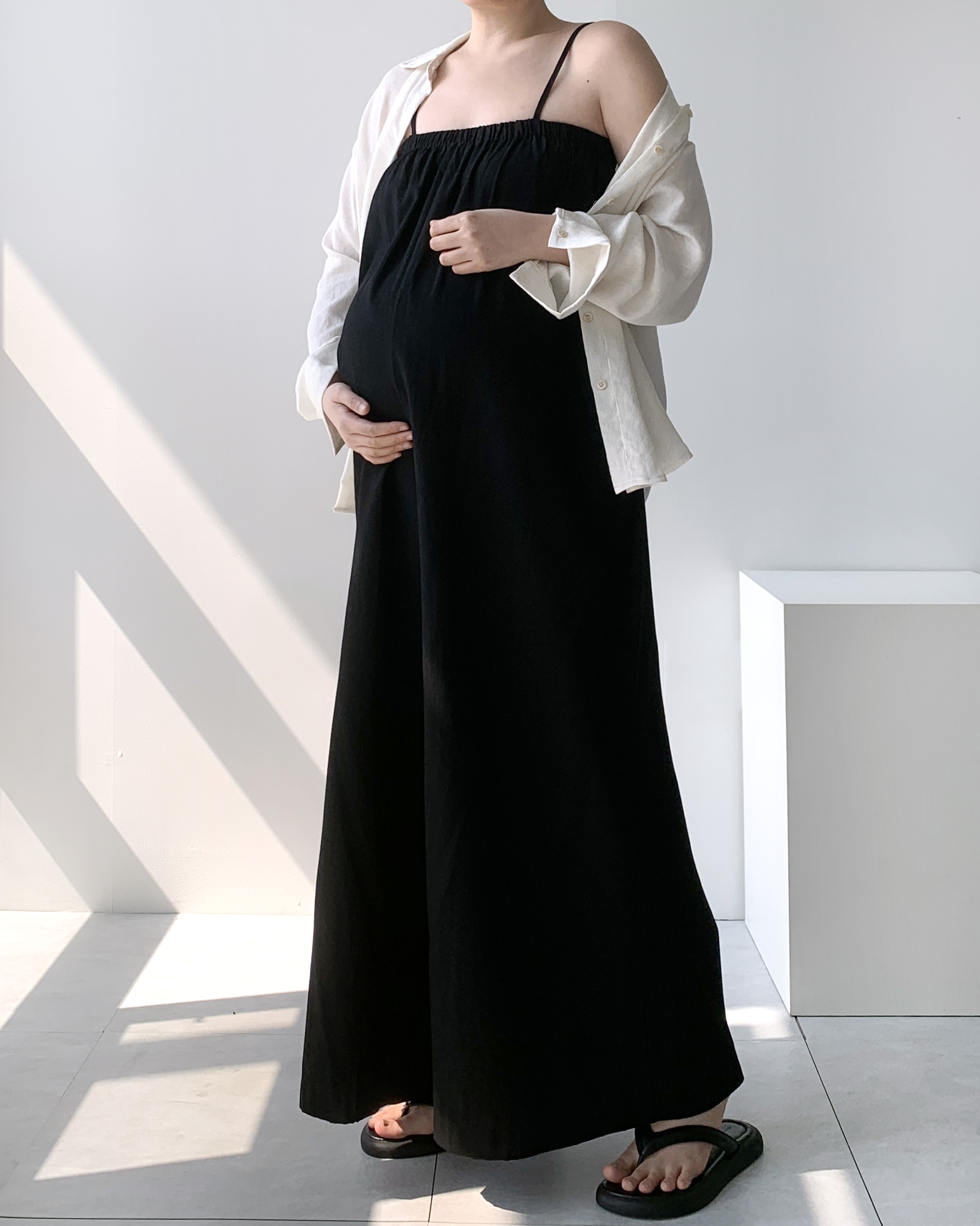 린넨 와이드 점프수트 빅사이즈 88사이즈 휴양지 휴가룩 - 상세 이미지 4