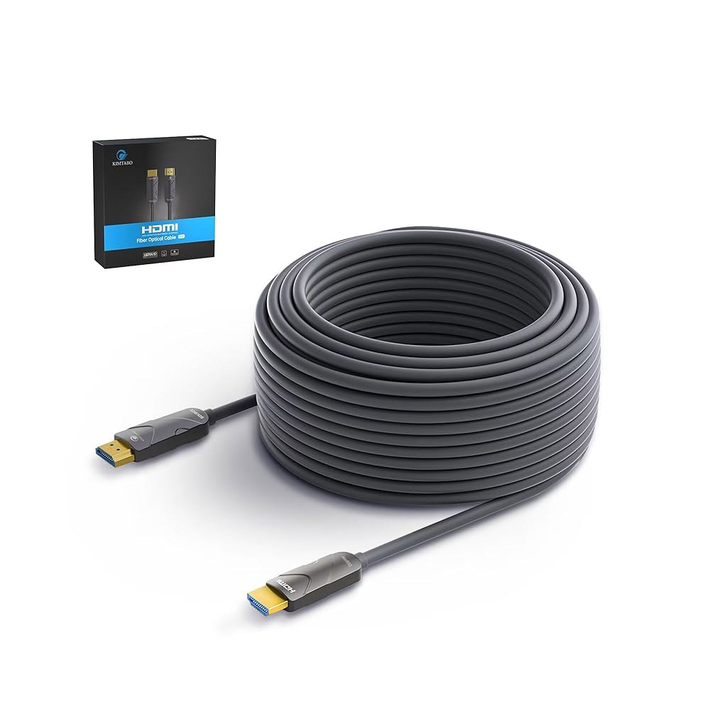 킴타보 4K HDMI 케이블 100피트 광섬유 코드(HDMI2.0b, 18Gbps, 60Hz 4 4 4 RGB, 1080p), 초고속 단방향 액티브 슬림 코드, PC 노트북 PS3 - 상품 이미지