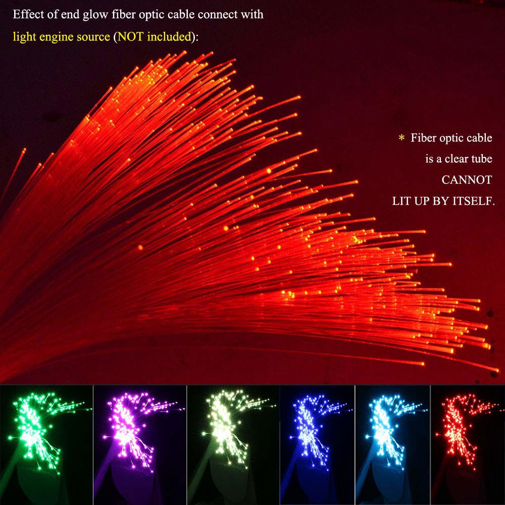 AKEPO 광섬유 라이트 엔드 글로우 케이블 200pcs 0.03in(0.75mm) 6.5피트 / 2m PMMA LED 스타 천장 하늘 조명 키트 및 장식용 플라스틱 케이블(광원 - 상세 이미지 2