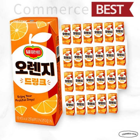 [오렌지 24팩] 롯데 델몬트 오렌지 드링크 190ml 24팩 구성 커머스픽101