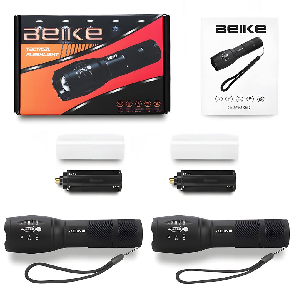 BEIKE 손전등 2팩, 고광도, 소형 강력, 초밝은 LED 손전등, 가정용, 캠핑, 비상, 정전, 여행용 - 상세 이미지 2