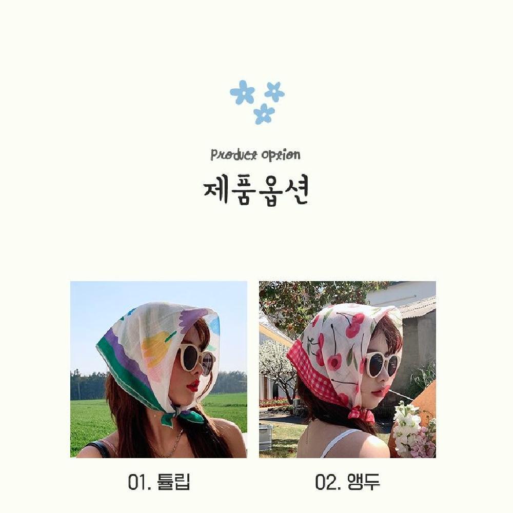 꽃무늬 손수건 6종 목스카프 헤어 무릎덮개 얇은 두건스카프 - 상세 이미지 2