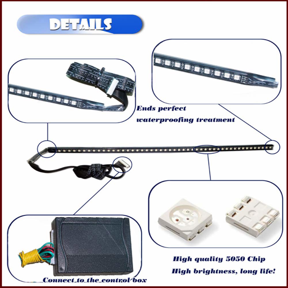 NSKANQI RGB LED 나이트 라이더 스캐너 라이트 스트립 22인치 48-SMD 멀티컬러 플래시 스트로브 그릴 경차 트럭 내부 조명(나이트 스트립) - 상세 이미지 3
