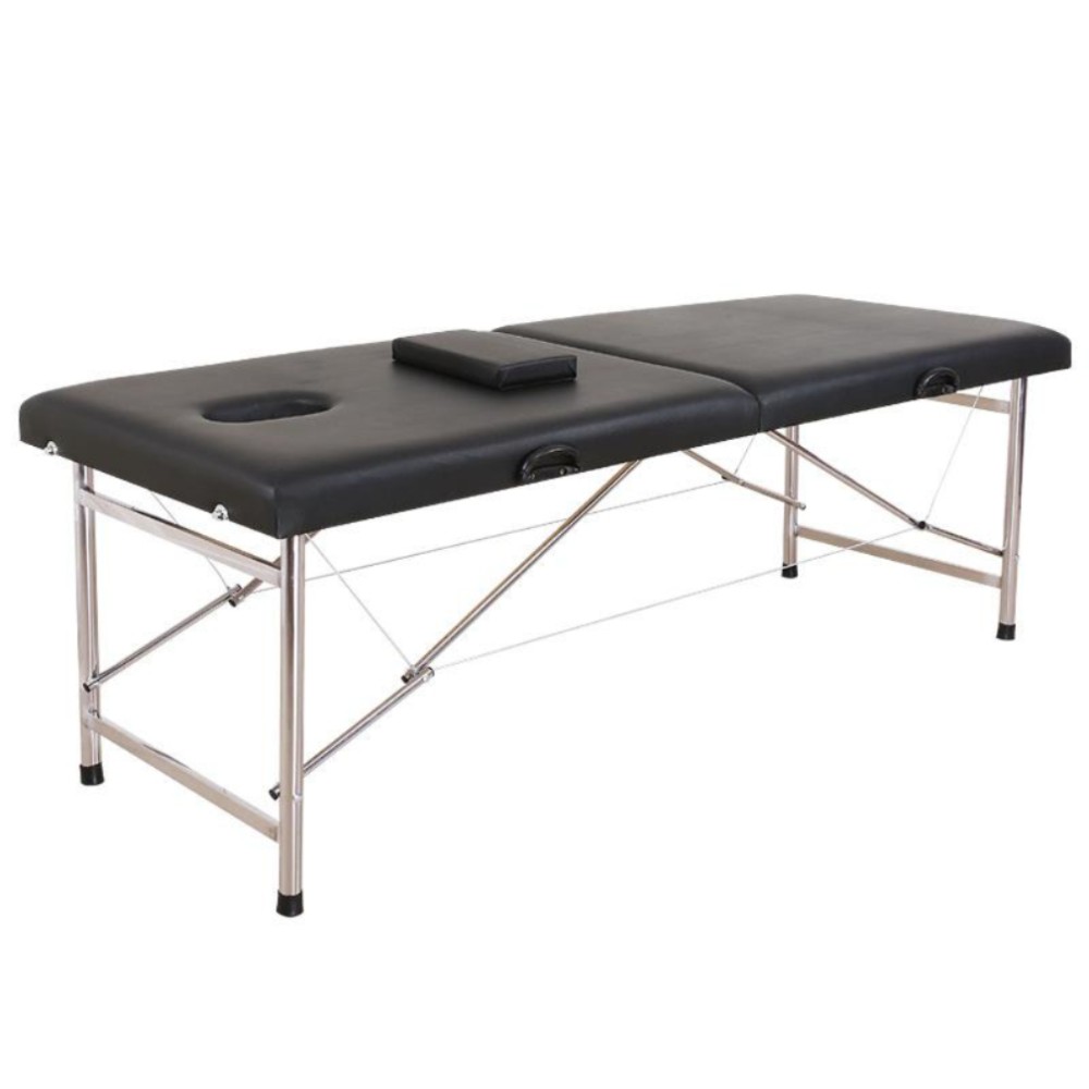 휴대용 접이식 미용 마사지베드 안마 경락 침대 가정용 블랙 180x60x65 - 상품 이미지
