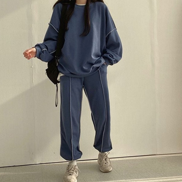 데일리 여성 트레이닝복 캐주얼 여성 오버핏 츄리닝 세트 맨투맨 - 상품 이미지