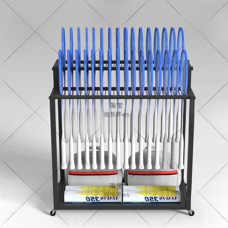 테니스라켓거치대 조립식 채 철제 견고한 이동식 바퀴형 다용도 스포츠용품 정리 진열 수납장 - 상세 이미지 2