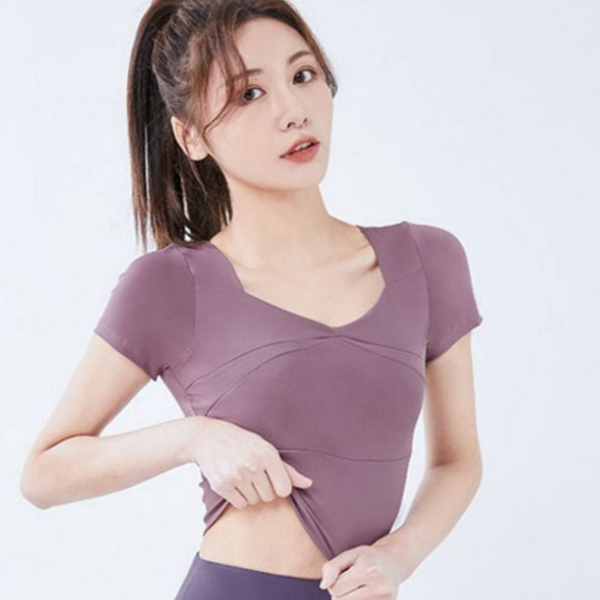 필라테스 스포츠 탑 헬스복 여성 요가 티셔츠 요가복 상의 - 상품 이미지