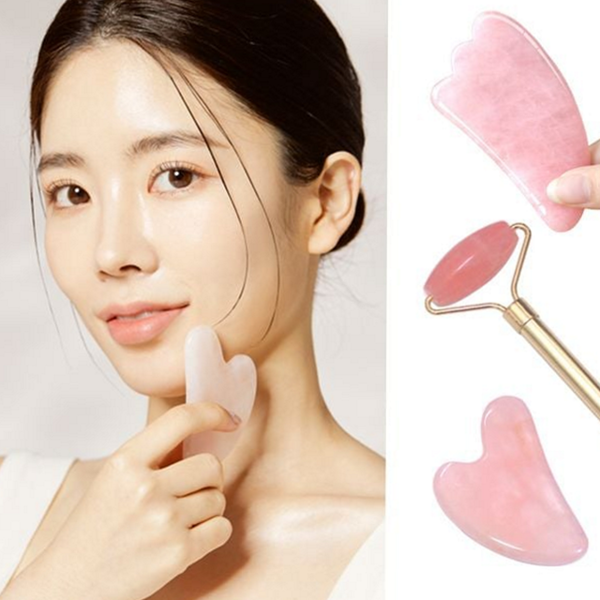 얼굴 괄사 마사지 부위별 바디 괄사 천연석 장미석 - 상품 이미지