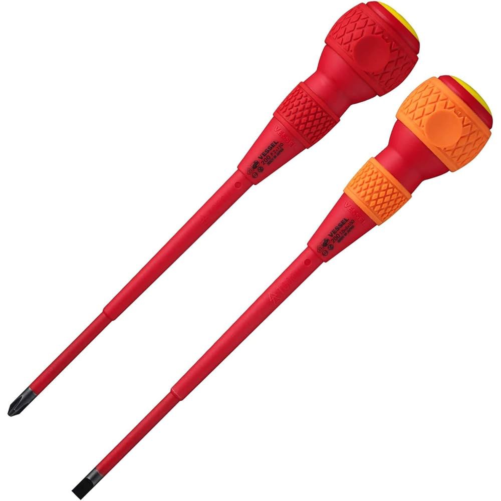 용기 202PS-2 볼 그립, 절연 드라이버, 2, +2 x 5.9 인치 (150 mm) / -6 세트 +2 100/-6 100 - 상품 이미지