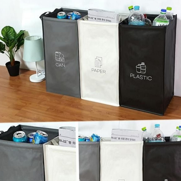 접이식 재활용 분리수거함 타포린 분리수거함 3p 가정용 대용량 주방 방수 - 상품 이미지