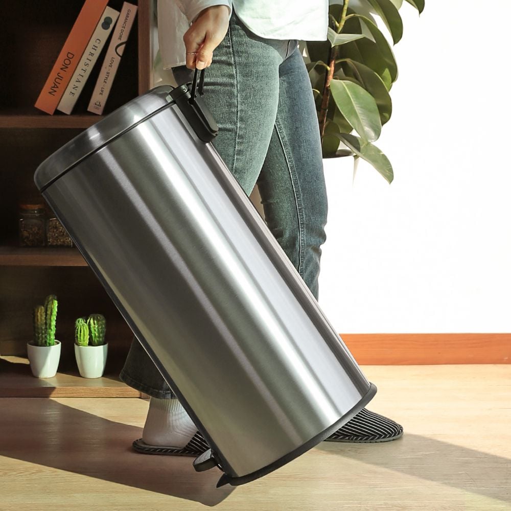 무소음 스텐페달휴지통 쓰레기통 30L - 상품 이미지