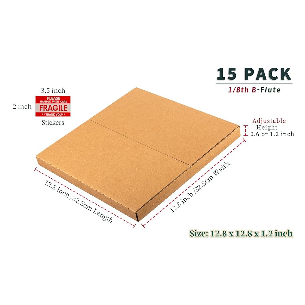 LP Mailers 길이 32.8cm(12.8인치) x 너비 레코드 2.5cm(1인치) 우편함, 스티커 앨범 상자, 크래프트 이동, 깨지기 비닐 포함, 쉬운 배송 높이 보관을 위한 - 상세 이미지 3