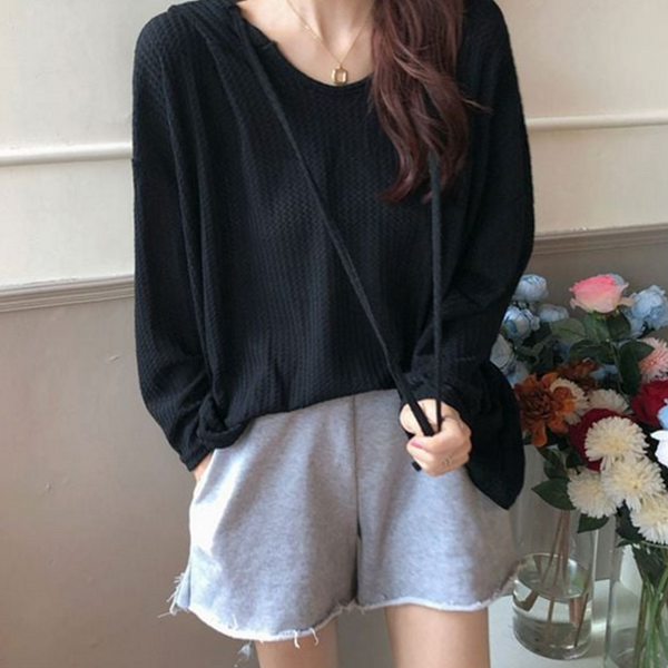 루즈핏 여성 후드 티셔츠 데일리 여성 긴 팔 후드 얇은 - 상품 이미지