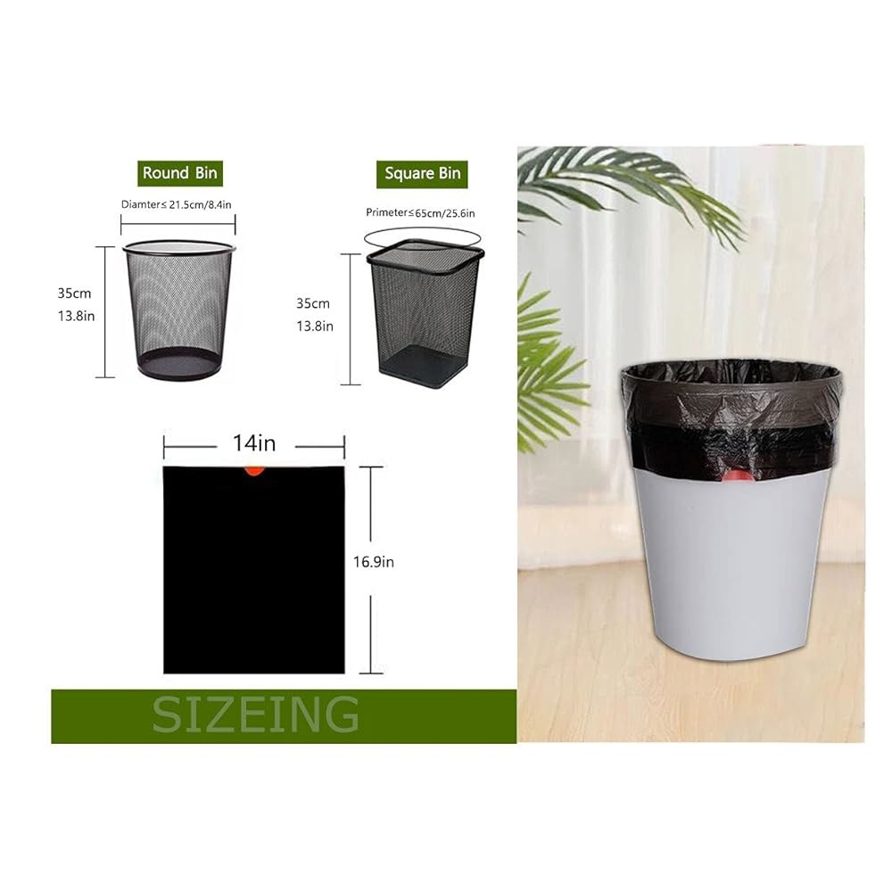 Feisco 5.7L(1.6갤런) 블랙 쓰레기 봉투, 6L 120개, 봉투 쓰레기통 0.51mm 드로스트링 라이너, - 상세 이미지 3