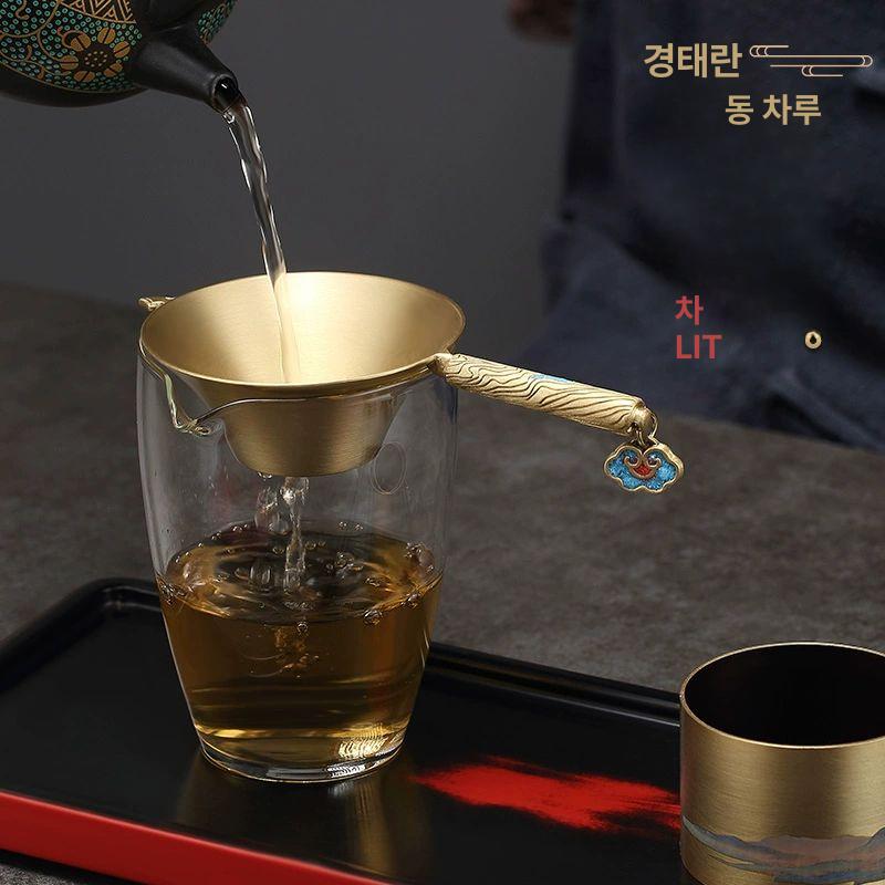 황동 스푼 고급 티스트레이너 롱핸들 차 거름망 스티퍼 다기세트 찻잔 - 상세 이미지 5
