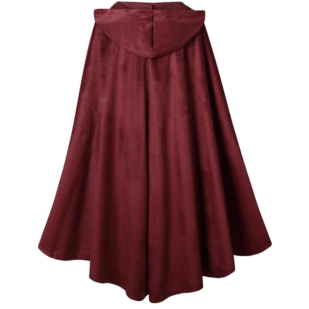 르네상스 후드 케이프 벨벳 망토 빅토리아 중세 호빗 할로윈 코스튬 Brown 100 CM/39 inch - 상세 이미지 3