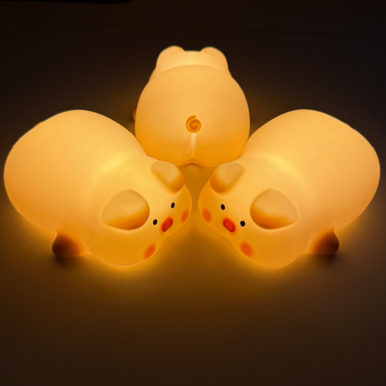 말랑말랑 실리콘 LED무드등 밝기조절 무선 터치 수면등 수유등 침대 침실 핑크돼지 - 상품 이미지