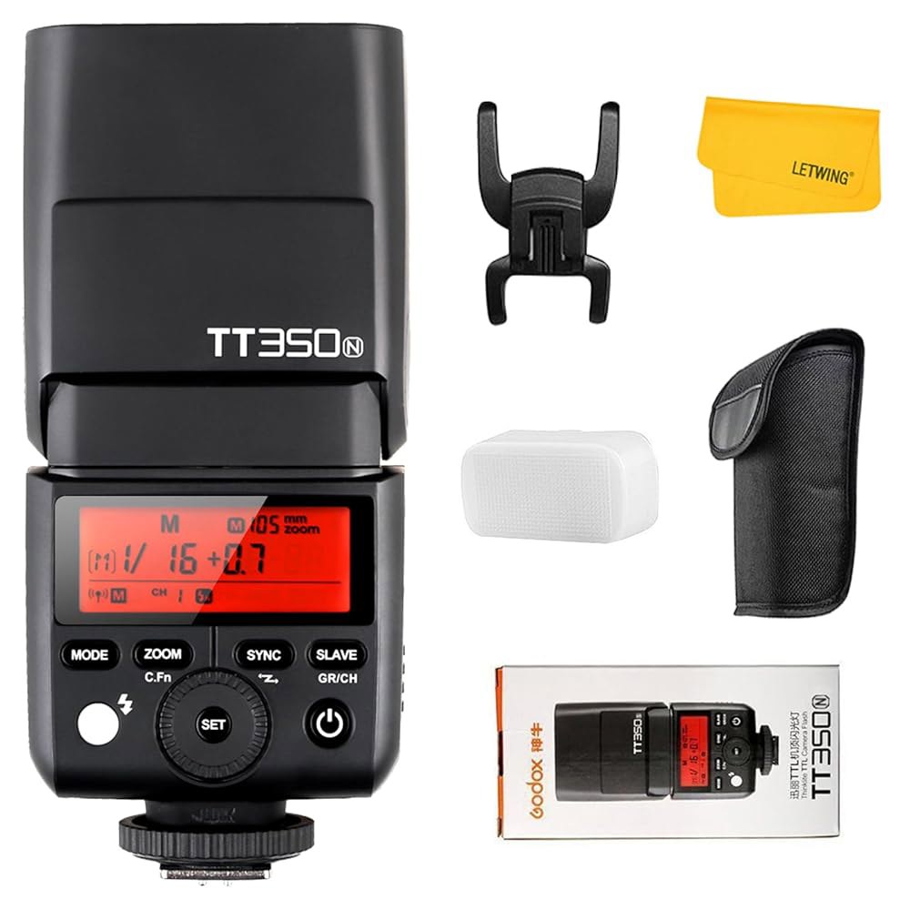 니콘용 GOODOX TT350N 플래시, 2.4G GN36 TTL 미니 카메라 플래시 스피드라이트 HSS 1/8000, 약 210 풀 파워 재활용 시간 0.1-2.2초, 니콘 카메 - 상품 이미지