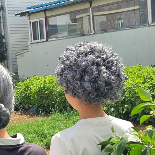곱슬머리 할머니 가발 여성 뽀글 머리 가발 무대 공연 헤어 - 상품 이미지