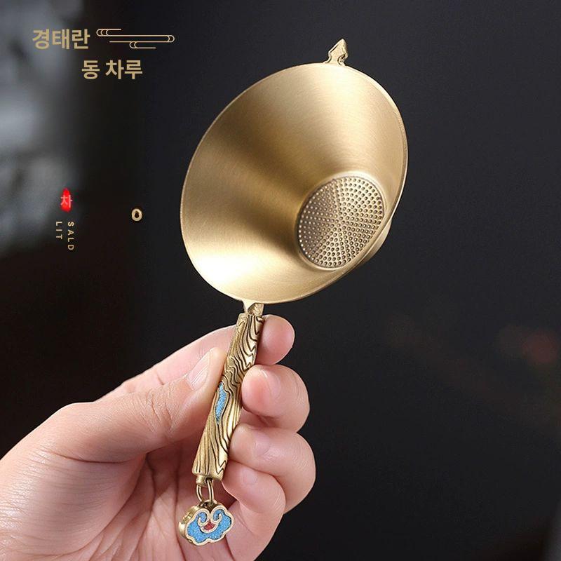 황동 스푼 고급 티스트레이너 롱핸들 차 거름망 스티퍼 다기세트 찻잔 - 상세 이미지 2