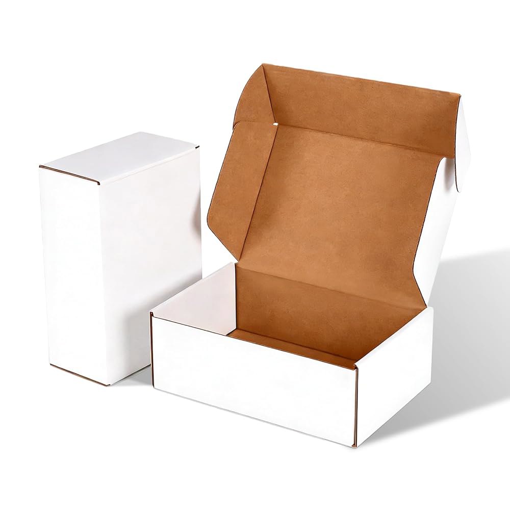 Ovlospa 22.9 x 15.2 7.6cm(9 6 배송 우편물 보관 3인치) 상자 책 골판지 화이트 공예용 선물 상업 상자, 포장 25팩, - 상품 이미지
