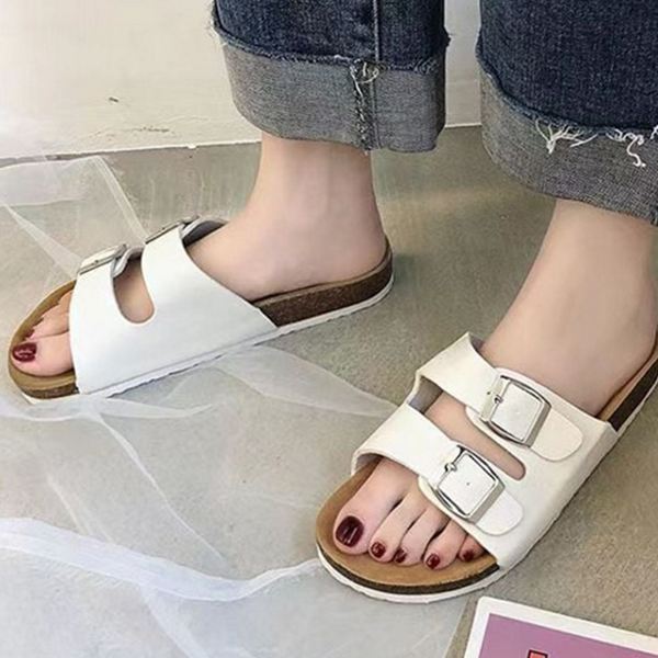 데일리 여성 가죽 샌들 스트랩 남녀공용 샌들 코르크 버클 여름 - 상품 이미지