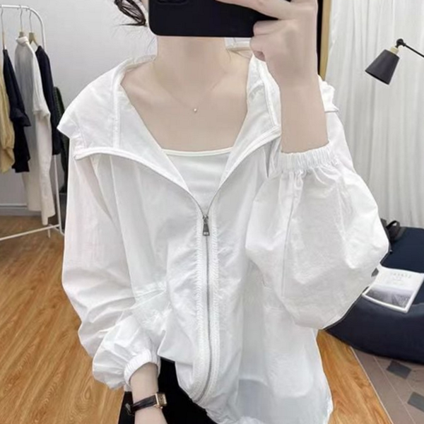데일리 여성 바람막이 점퍼 루즈핏 여성 얇은 점퍼 경량 후드 - 상품 이미지