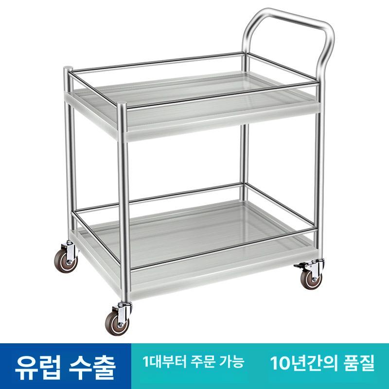2단 운반카트 스테인리스 학교용 무소음 물류 트롤리 실험실 SUS 이동식 - 상세 이미지 4