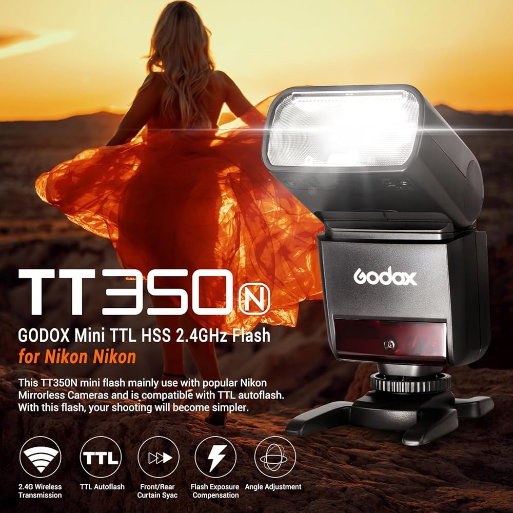 니콘용 GOODOX TT350N 플래시, 2.4G GN36 TTL 미니 카메라 플래시 스피드라이트 HSS 1/8000, 약 210 풀 파워 재활용 시간 0.1-2.2초, 니콘 카메 - 상세 이미지 2