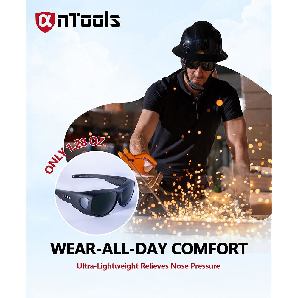 AnTools IR 5.0 용접 안경, 랩어라운드 고글, 긁힘 방지 렌즈, 자외선 차단, ANSI /ISEA, OSHA, 블랙 만나보세요 - 상세 이미지 3