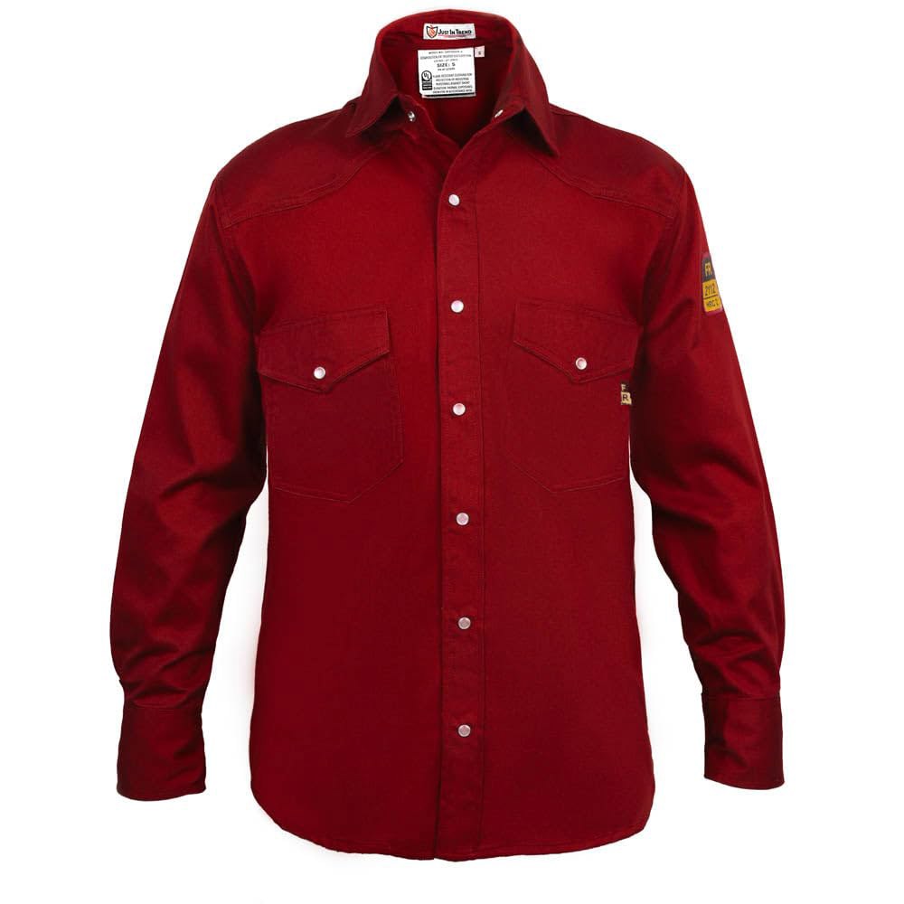저스트 인 트렌드 남성용 난연 경량 FR 셔츠 - 면 88 , 나일론 12 , 7온스, NFPA 2112 Khaki Medium - 상품 이미지