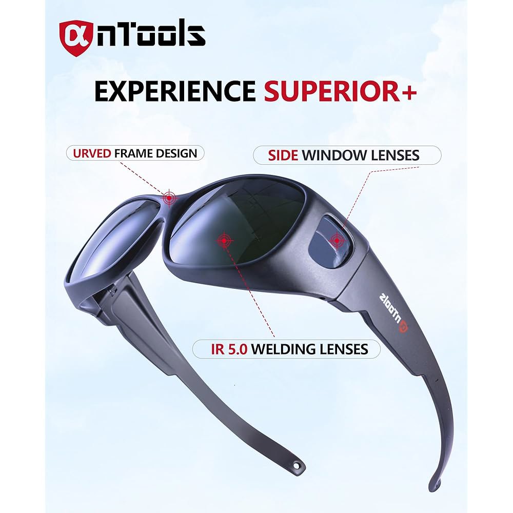 AnTools IR 5.0 용접 안경, 랩어라운드 고글, 긁힘 방지 렌즈, 자외선 차단, ANSI /ISEA, OSHA, 블랙 만나보세요 - 상세 이미지 2