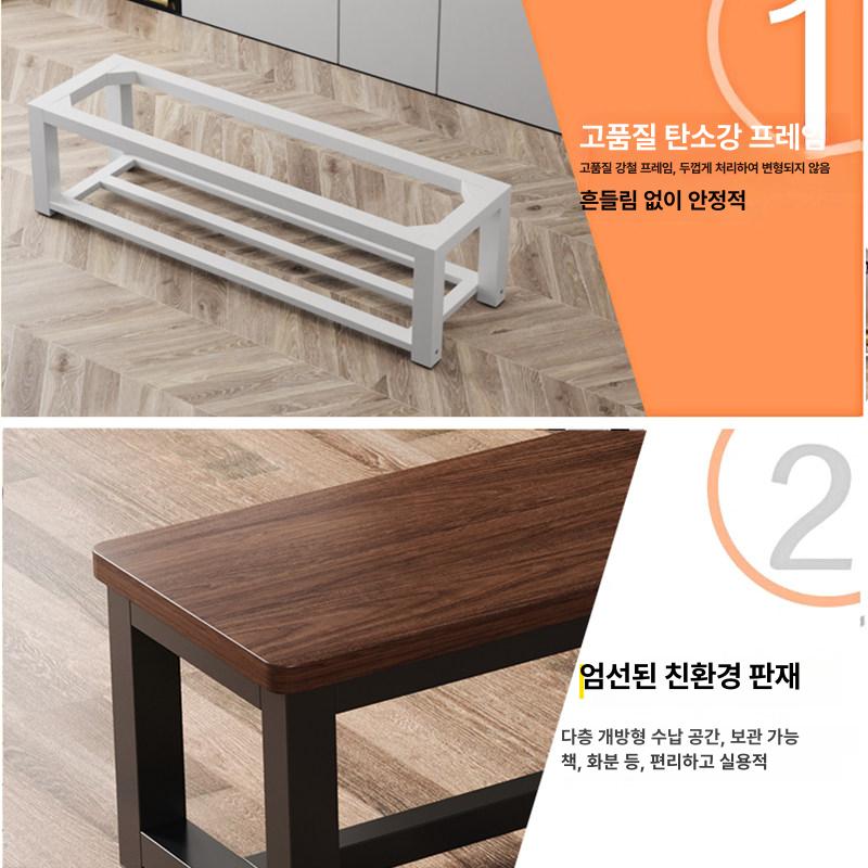 탈의실벤치 우드상판 블랙프레임 의자 인테리어식탁벤치 스툴 고재 테이블 빈티지 우드슬랩 - 상세 이미지 4