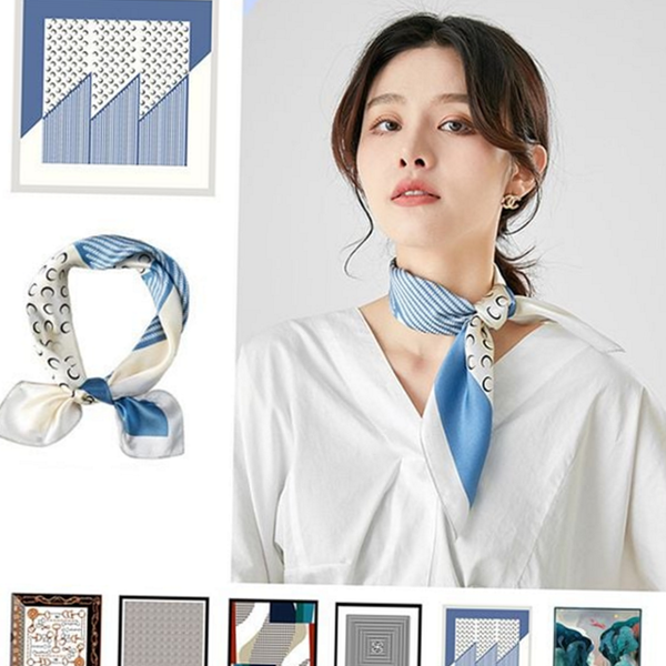 사각 여성 스카프 가방 여성 쁘띠 스카프 손잡이 실크 - 상품 이미지
