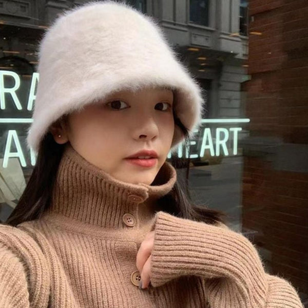 데일리 여성 앙고라 모자 따뜻한 여성 버킷 햇 데일리버킷 겨울 - 상품 이미지