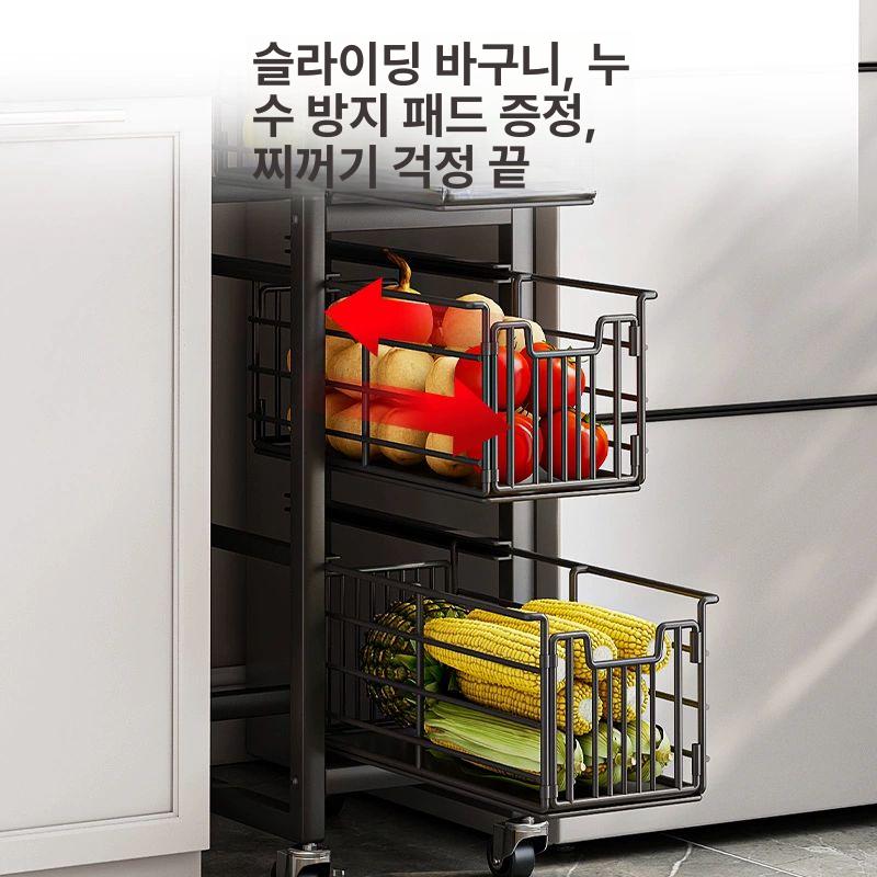 이동식 틈새수납장 트롤리 주방 세탁실 서랍 캐스터 무빙랙 정리함 캐비닛 - 상세 이미지 4