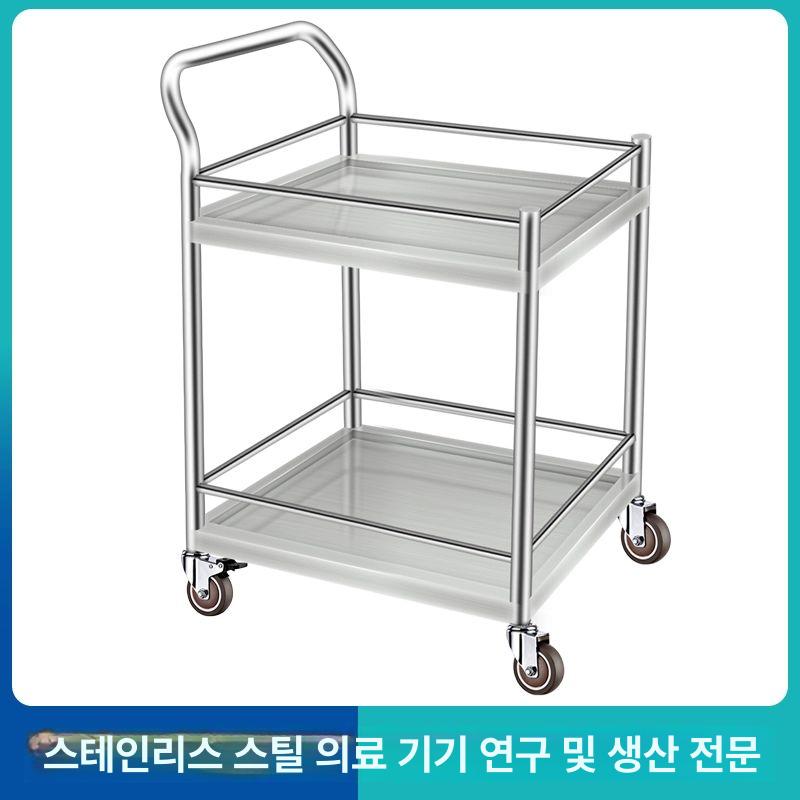 2단 운반카트 스테인리스 학교용 무소음 물류 트롤리 실험실 SUS 이동식 - 상세 이미지 3