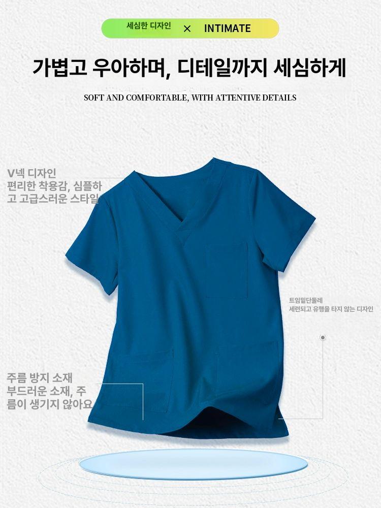 간호사 유니폼 여름 빅사이즈 병원복 가운 간호조무사 스크럽 의료진복 - 상세 이미지 5