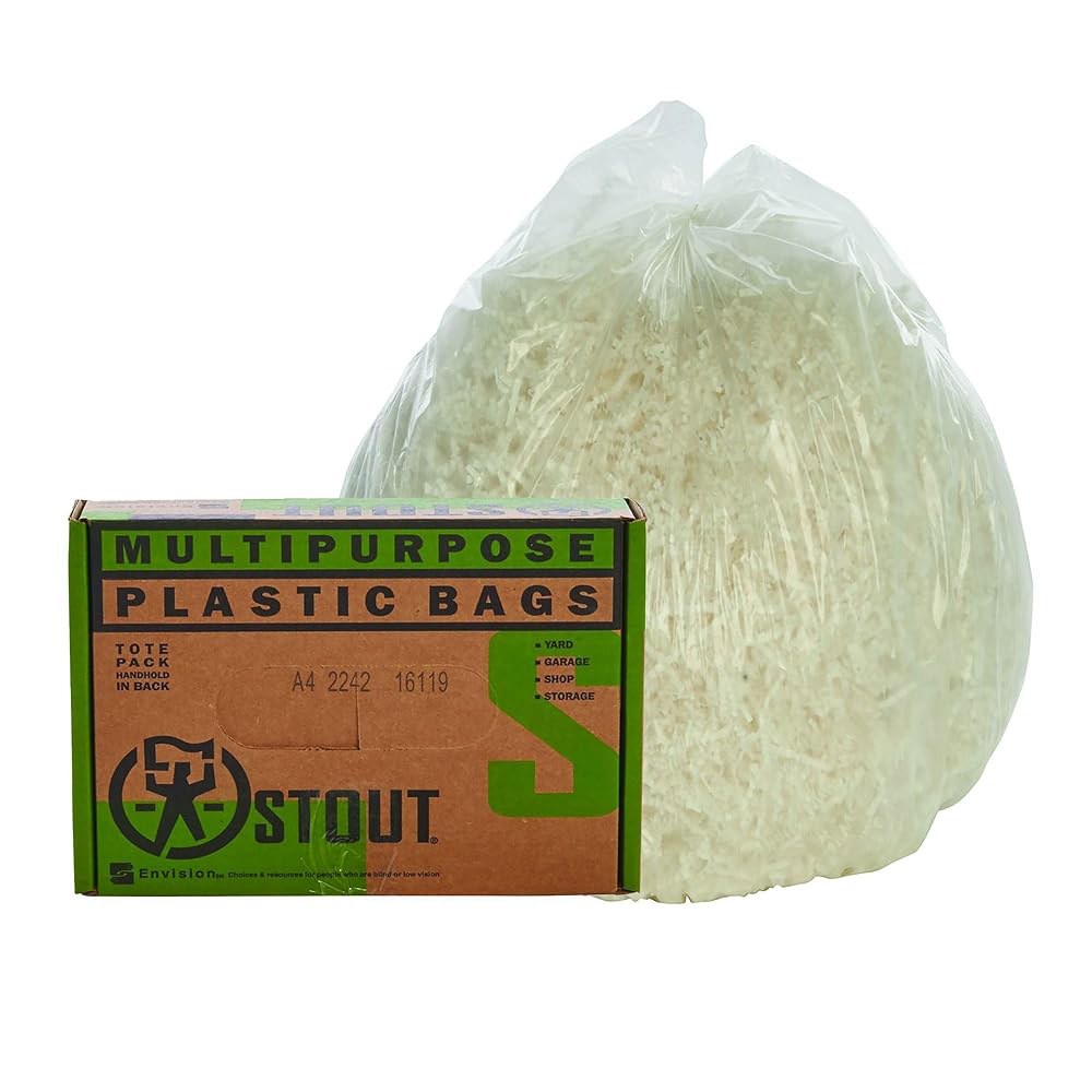 Stout by Envision Bags LLDPE, 37.8L(10갤런), (GPBF-2424) 찢어짐 높은 61cm(24 투명, 100개, x 케이스당 펑크 0.8mm, 및 - 상품 이미지