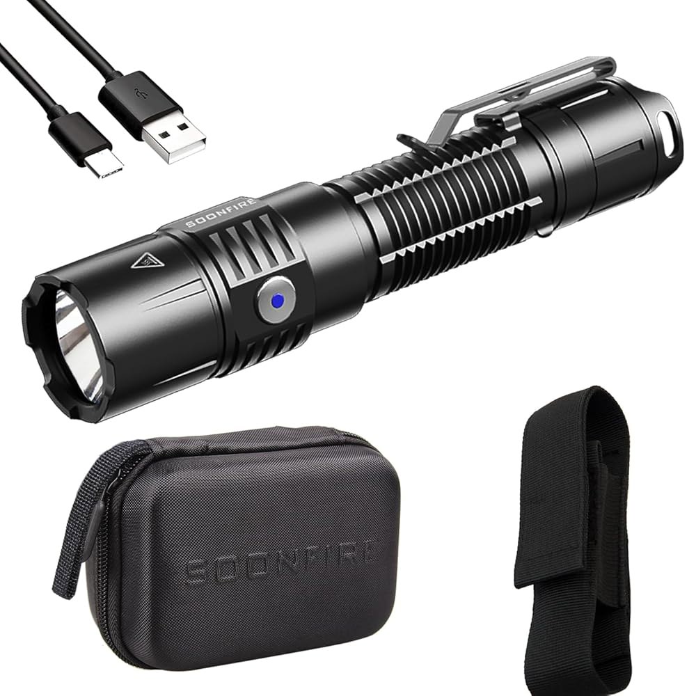 곧 MX75 2530 루멘 LED 전술 손전등 법 집행 기관, 390야드 빔 거리 USB-C 충전식 포켓 배터리 포함 Black - 상품 이미지
