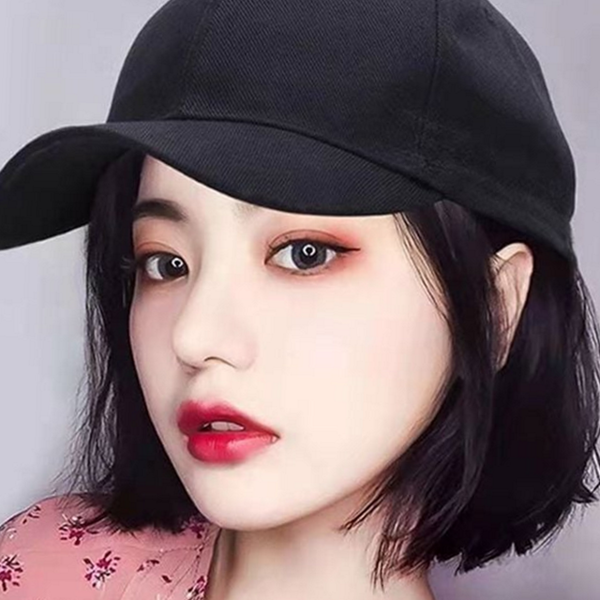 모자형 모자 일체형 가발 볼캡 단발 머리 가발 데일리 여성가발 - 상품 이미지